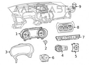 Управление климат-контролем Jeep Cherokee KL 19-21 auto, dual zone, тип 1