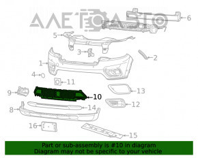 Нижняя решетка переднего бампера Jeep Cherokee KL 19-22 под радар, без жалюзи