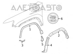 Накладка арки крыла передняя левая Jeep Cherokee KL 19- OEM