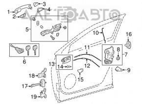 Механизм ручки двери передней правой Toyota Highlander 14-19