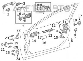 Механизм ручки двери передней правой Toyota Rav4 19- под keyless