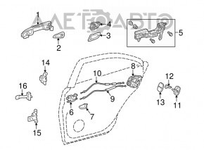 Ручка дверей зовнішня зад лев Lexus RX350 RX450h 10-15