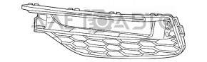 Грати бокові переднього бампера права Honda Accord 16-17 під ПТФ hybrid, чорний глянець з накладкою