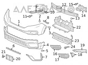 Молдинг переднього бампера прав Honda CRV 20-22 сіра структура, тички
