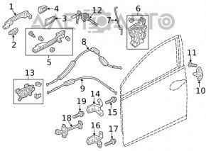 Механизм ручки двери передней правой Honda Insight 19-22