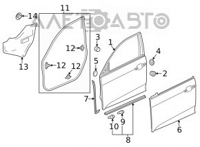 Уплотнитель двери передней левой Honda Insight 19-22