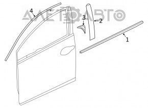 Молдинг дверь-стекло центральный передний правый Honda Insight 19-22 хром