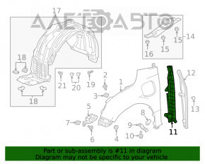 Накладка ущільнювача крила двері-крило прав Honda Clarity 18-21 usa