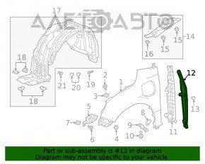 Ущільнювач крила двері-крило прав Honda Clarity 18-21 usa паралон
