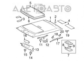 Крючок крепления пассажирского козырька Lexus RX300 RX330 RX350 RX400h 04-09 беж, под люк, сломаны защелки