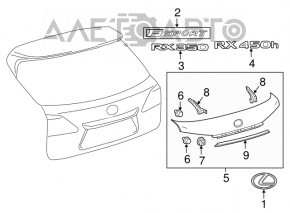 Эмблема надпись RX350 двери багажника Lexus RX350 16-22