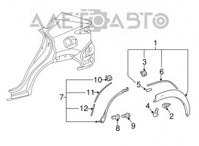 Накладка арки крила зад лев Lexus NX200t NX300 NX300h 15-21 зад