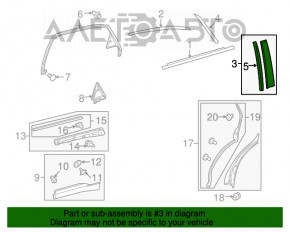 Накладка дверей збоку зад прав Lexus RX350 RX450h 10-15 перед