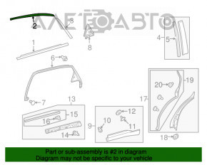 Молдинг двері верхній задній правий Lexus RX350 RX450h 10-15 хром