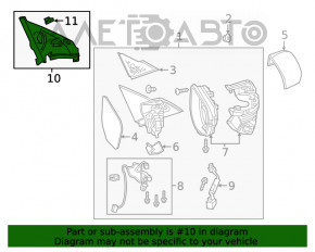 Заглушка бічного дзеркала права Honda Civic X FC 16-21 4d під динамік, чорна