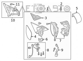 Заглушка бокового зеркала левая Honda Civic X FC 16-21 4d под динамик, черн