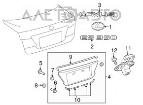 Накладка крышки багажника Lexus ES350 07-12 с хром молдингом без камеры