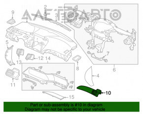 Накладка торпеди права Honda Accord 13-17 сіра