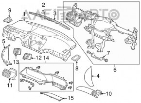 Накладка торпеди права Honda Accord 13-17 сіра