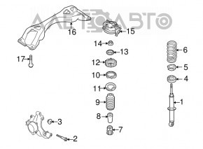 Стойка амортизатора в сборе задняя правая Audi Q7 4L 10-15 ржавая