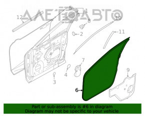 Ущільнювач двері передньої лівої Nissan Rogue 21-23 US built