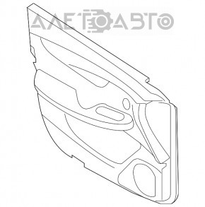 Обшивка двери карточка передняя левая Infiniti QX50 19- кожа бежевая тычки и царапины на накладке, затерта кожа