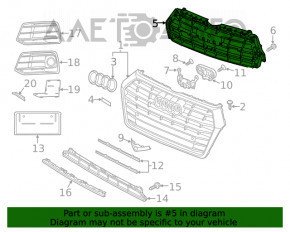 Каркас решетки радиатора grill Audi Q5 80A 18-20 трещины, нет фрагмента