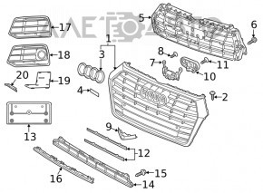 Каркас решетки радиатора grill Audi Q5 80A 18-20 трещины, нет фрагмента