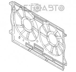 Диффузор кожух радиатора голый Audi Q7 16- 2.0T, 3.0T под 2 вентилятора новый неоригинал