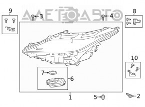 Фара передняя правая в сборе Lexus RX350 RX450h 20-22 LED 3 линзы без AFS