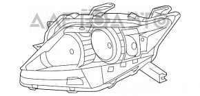 Фара передняя правая голая Lexus RX350 RX450h 13-15 рест галоген