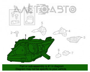 Фара передня права гола Lexus RX350 RX450h 13-15 рест галоген