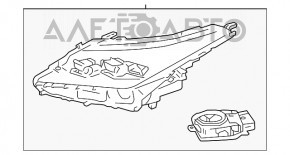 Фара передняя левая голая Lexus RX350 RX450h 16-19 без AFS LED 3 линзы новый неоригинал