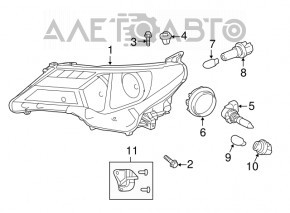 Фара передняя левая Toyota Rav4 13-15 голая дорест hybrid