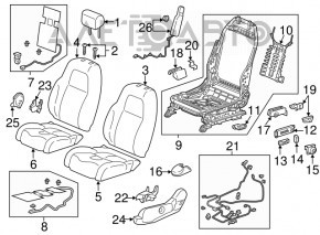 Водительское сидение Honda CRV 17-22 без airbag, электро, тряпка серое