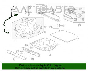 Важіль відкидання задніх сидінь прав Honda CRV 17-22чорний, з тросом