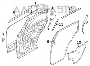 Ущільнювач двері задньої лівої Nissan Rogue 21-23 US built
