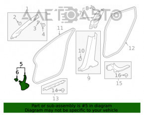 Накладка передньої стійки нижня права Honda Clarity 18-21 usa чорна, подряпина