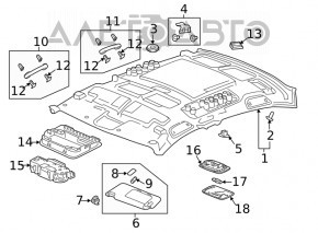 Обшивка потолка Honda Insight 19-22 серая под люк