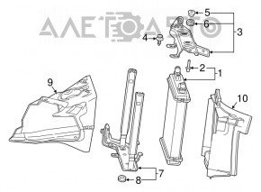 Дефлектор бокового радиатора задний левый Chevrolet Camaro 16- 6.2 трещина, нет 1 крепления
