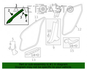 Накладка передньої стійки права Honda Clarity 18-21 usa сіра, з пищалкою