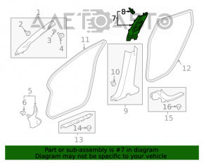 Накладка центральної стійки верхній ремінь права Honda Clarity 18-21 usa сіра, подряпина