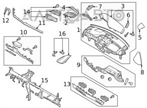 Торпедо передня панель без AIRBAG Hyundai Sonata 20-сіра