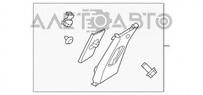 Накладка центральної стійки верхня ремінь ліва Hyundai Santa FE 19- сіра подряпини, побілів пластик