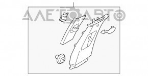 Накладка центральной стойки верхняя ремень правая Kia Forte 4d 17-18 рест серая слом напр