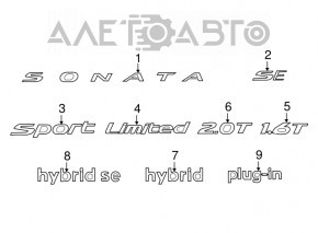 Эмблема надпись Sonata крышки багажника Hyundai Sonata 18-19 новый OEM оригинал