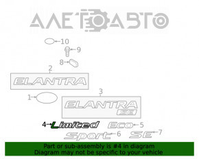 Емблема напис LIMITED кришки багажника Hyundai Elantra AD 17-20