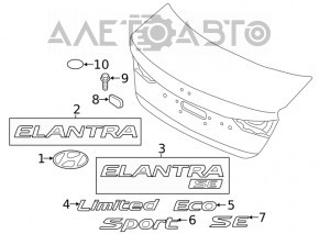 Эмблема надпись LIMITED крышки багажника Hyundai Elantra AD 17-20