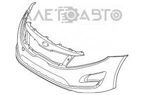Бампер передній голий Kia Optima 14-15 рест, чорний ABP, лопнув, зламані кріплення, подряпини, надломи, притиснутий