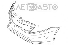 Бампер передний голый Kia Optima 11-13 дорест hybrid, черный, трещины, надрыв крепл